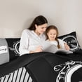 thumbnail image 5 of Homewish King and Queen Queen Comforter Set for Teen, Cartoon Dragonfly Bedding Sets, Black White Stripes Lines Reversible Bedding Comforter Set, Lightweight Room Decor, 3-Piece, 5 of 8