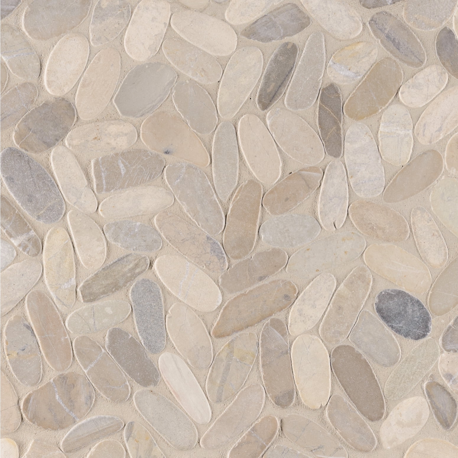 MSI Sliced Pebble Truffle 12 in. x 12 in. x 10 mm Tumbled Marble Mesh-Mounted Mosaic Tile (9.7 sq. ft. / case)