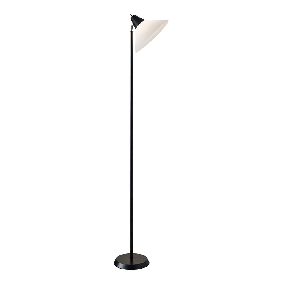 Adesso® Swivel Torchiere Floor Lamp, 71-1/2"H, White Shade/Brushed Steel Base