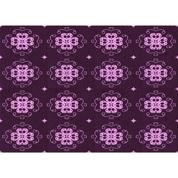 Ahgly Company Indoor Rectangle Patterned Orchid Purple Area Rugs, 3' x 5'