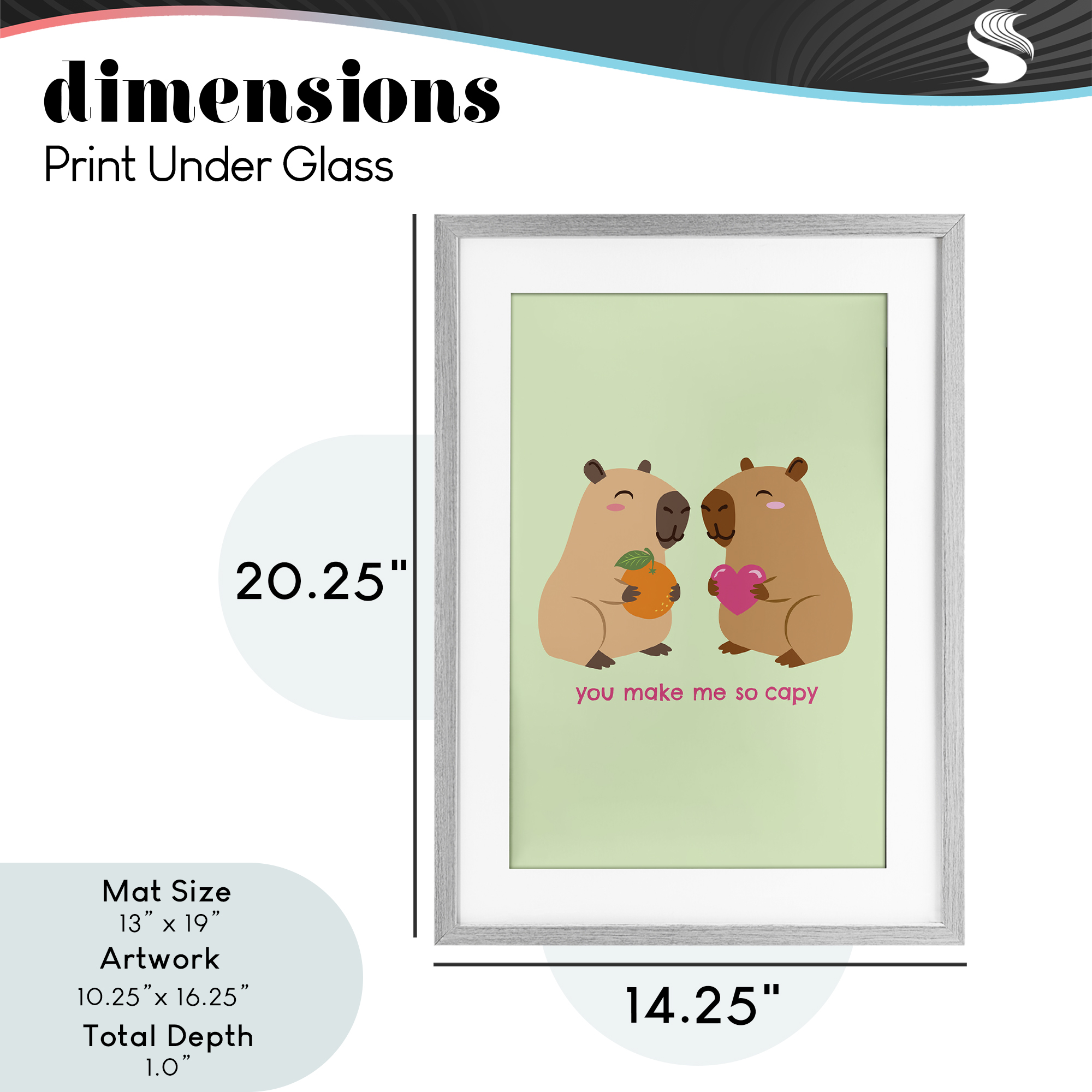 You Make Me So Capy Gray Framed Print Under Glass, design by Emily Dumas