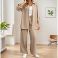 thumbnail image 5 of HJYCHN Women's Casual Pants Suit Set 2 Piece Trousers Outfit with Shirt for Daily Wear Outfits Khaki XL, 5 of 6