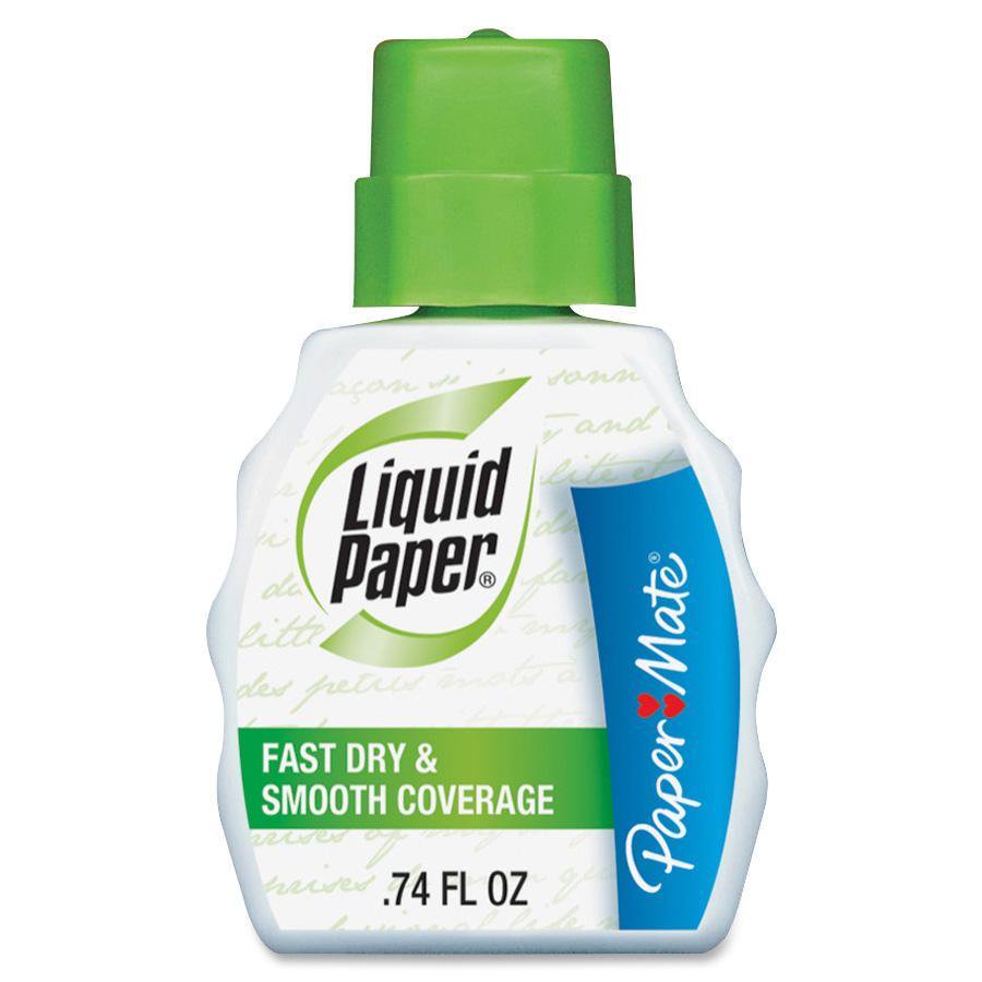 Paper Mate Liquid Paper Fast Dry Correction Fluid, White, 12 / Dozen
