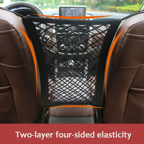 Car Storage Net Bag Between Seats Car Divider Pet Barrier Stretchable Elastic Mesh Bag Organizer Auto Accessories