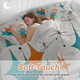 thumbnail image 3 of Mid Century Twin Size Comforter Set, Boho Modern Geometric Teal Orange Star Bedding for All Seasons, 4 Pcs Bed Set, 1 Quiltcover (68"x86") ,1Sheet(67"x116"), 2Pillowcases (30"x20"), 3 of 12