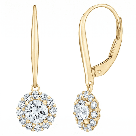 Pompeii 1Ct TW Diamond Floral Shape Studs Lab Grown Earrings In Yellow Gold (G/H,VS2-SI1)