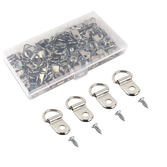 80 Piezas Kit de Soporte para Cuadros Tipo D Plateado Clips para Marcos de Acero Inoxidable Ganchos para Colgar Cuadros Gancho para Espejo para Colgar Cuadros Surtidos Colgadores para Cuadros de Pared
