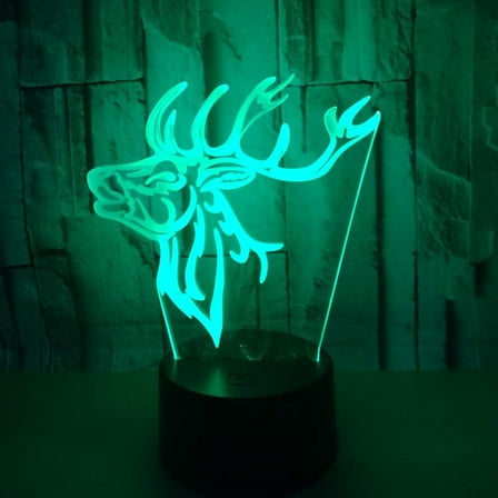 Deer Head Night Light Toys 3D Optical Illusion Lamp with Touch & Remote Control & 16 Colors Changing Desk Bedroom Decor for Boys or Girls,Birthday and Holiday Gift for Children