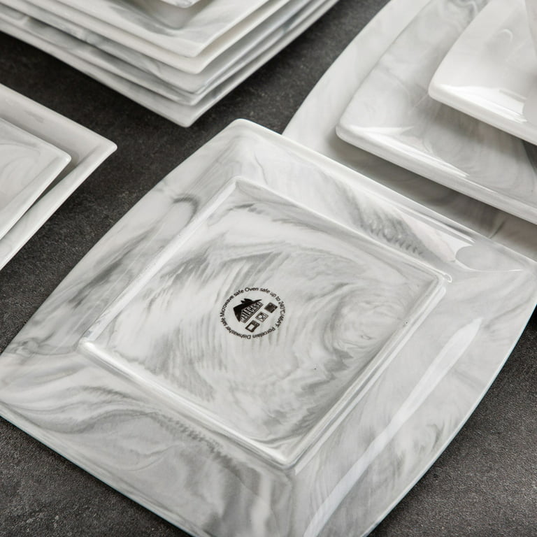 MALACASA Marble Dinnerware Sets, 32 Piece Square