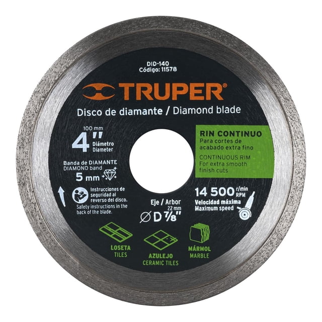 Disco De Diamante Rin Continuo Diámetro 4' Truper Truper DID-140