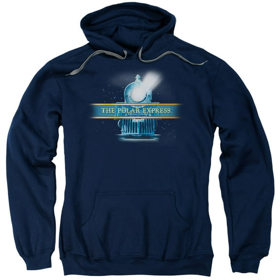 Trevco Sportswear WBM375-AFTH-6 Polar Express Train Logo Adult Pullover Hoodie, Navy - 3X