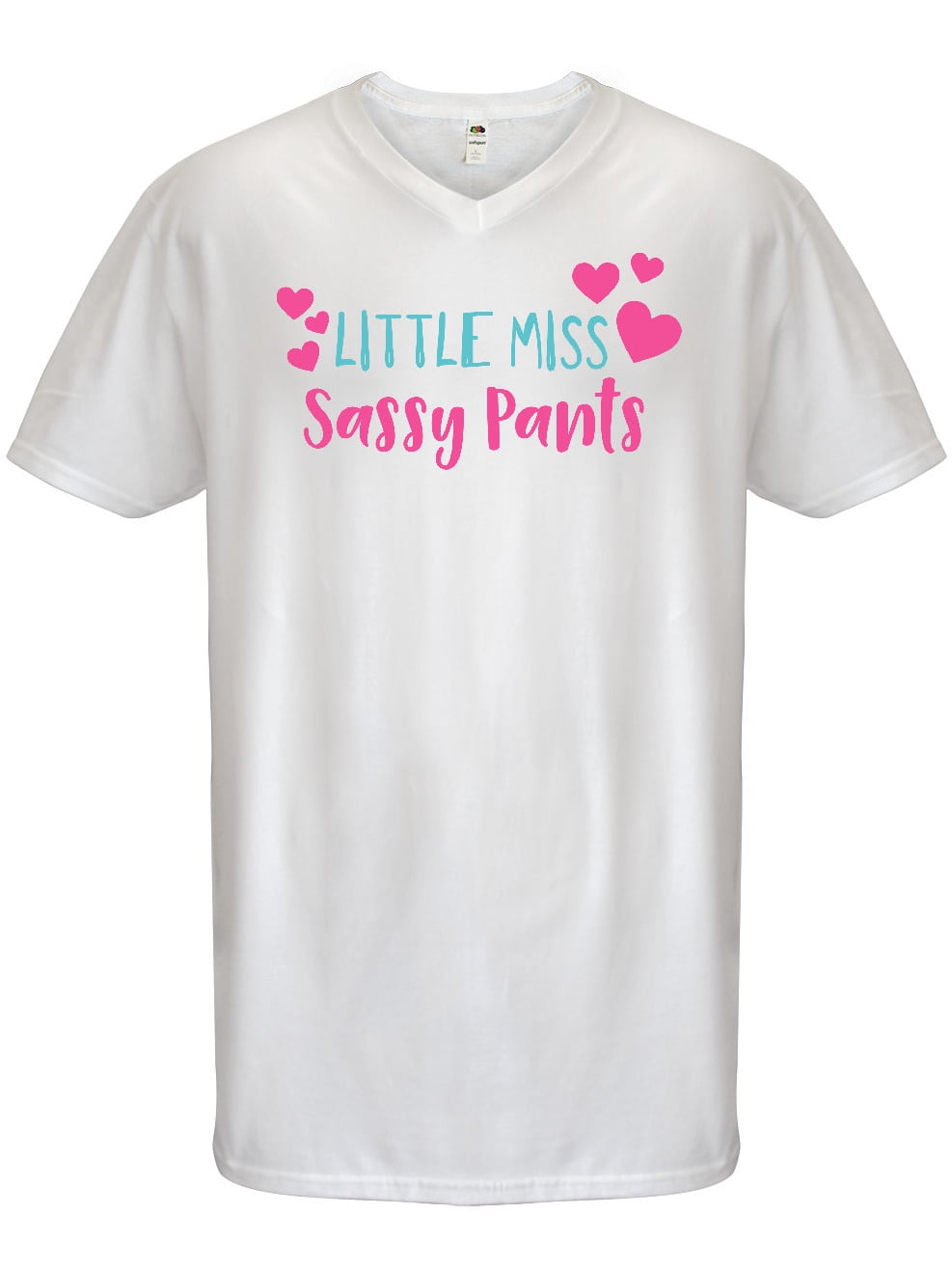 INKtastic - Little Miss Sassy Pants, Hearts - Pink Blue Men's V-Neck T-Shirt - Walmart.com
