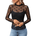 thumbnail image 3 of Blusa de de Larga para Mujer con Cuello Alto Transparente Negro XL, 3 of 10