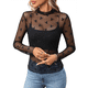 thumbnail image 3 of Blusa de de Larga para Mujer con Cuello Alto Transparente Negro L, 3 of 10