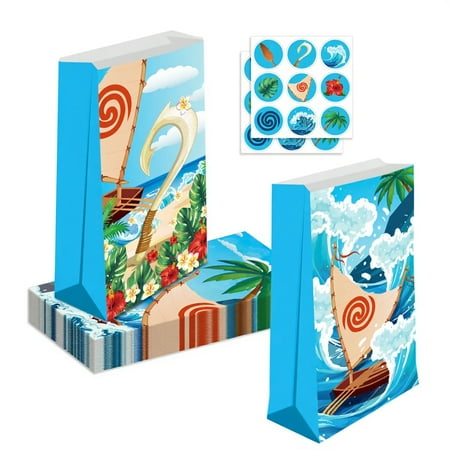 12pcs Moana Birthday Party Gift Bags Goodie Bags, Boy Party Supplies for Theme Party Decoration Supplies