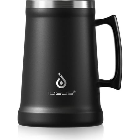 Insulted Beer Stein, 24/32oz Stinless Steel Double Wlled Mug Gint Br Drinkwre Metl Cup with Big Grip Hndle (Blck, 34oz (1,000ml))