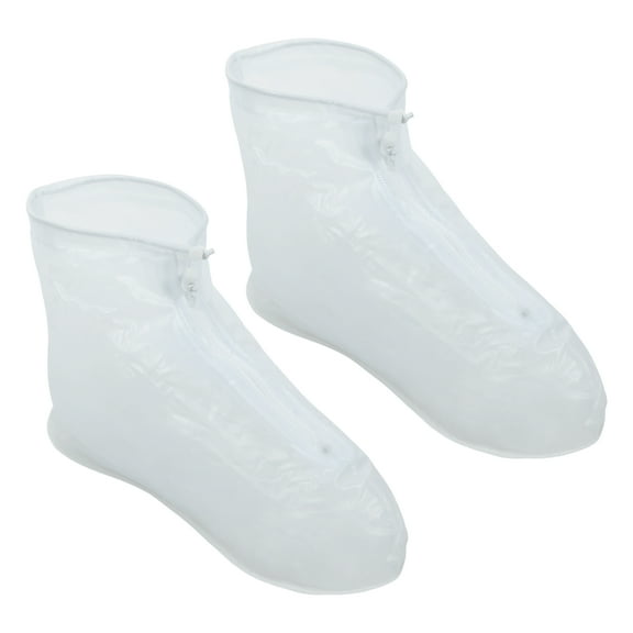 Vocoste 1 Pair Unisex Waterproof Reusable Rain Shoe Covers Ankle high top Boots Non-Slip Matte White Size L