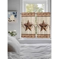 thumbnail image 3 of Farmhouse Texas Star Brown Bathroom Window Curtain, Berry Vintage Wooden Light Filtering Coffee Kitchen Curtains, Bedroom Living Room Curtains 2 Panel 84"x54", 3 of 6