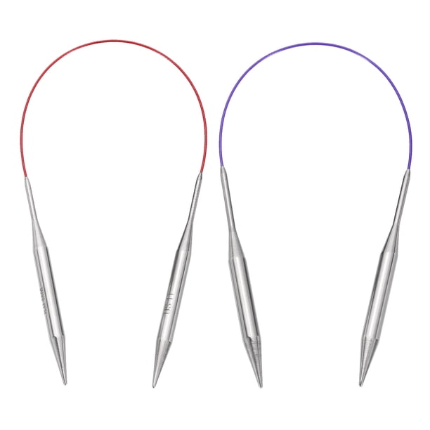 Agujas de Tejer Circulares Uxcell Tamaño US 11/13 (8/9mm) Aguja de Metal Redonda de 16 Pulgadas (40cm) para Proyectos Hechos a Mano DIY Tejido Rojo/Púrpura