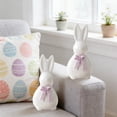 thumbnail image 5 of Sktrjpolfis Easter Ceramic Rabbit Figurine with Bow Pink Purple Home Table Decor Easter Decor, 5 of 5