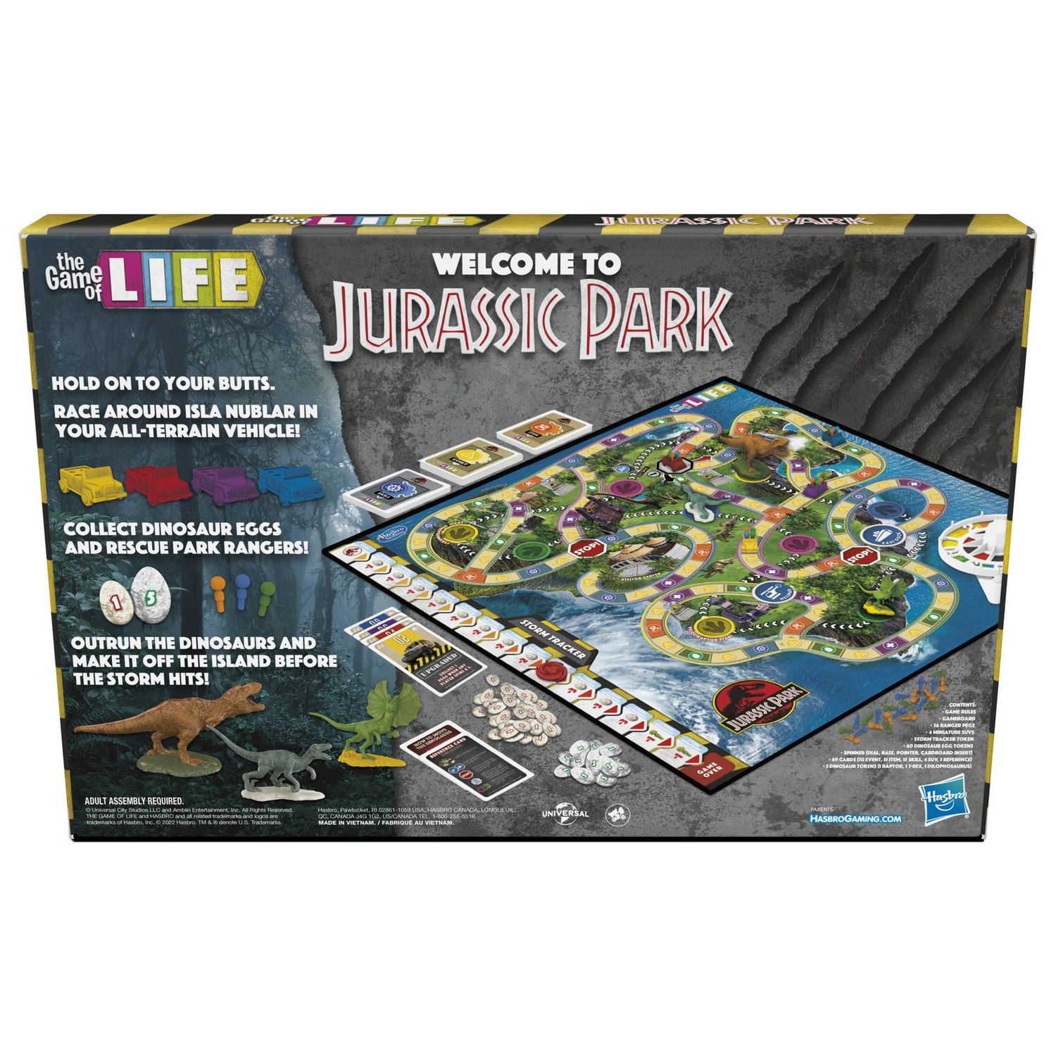 Destins Le jeu de la vie, édition Jurassic Park, jeu de plateau pour enfants inspiré du film original, dès 8 ans,