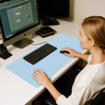 thumbnail image 3 of Large Leaf Print Desk Mat for Home Gaming and Study Durable Rubber Keyboard Pad with Non- Base and Decorative Edge, 3 of 3