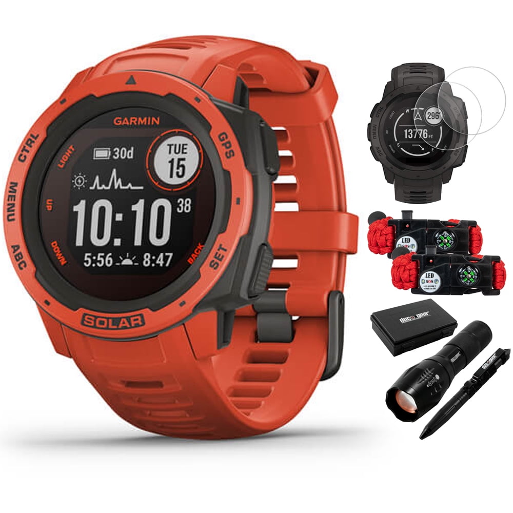 Garmin 0100229321 Instinct Solar Rugged Outdoor Watch with GPS Flame