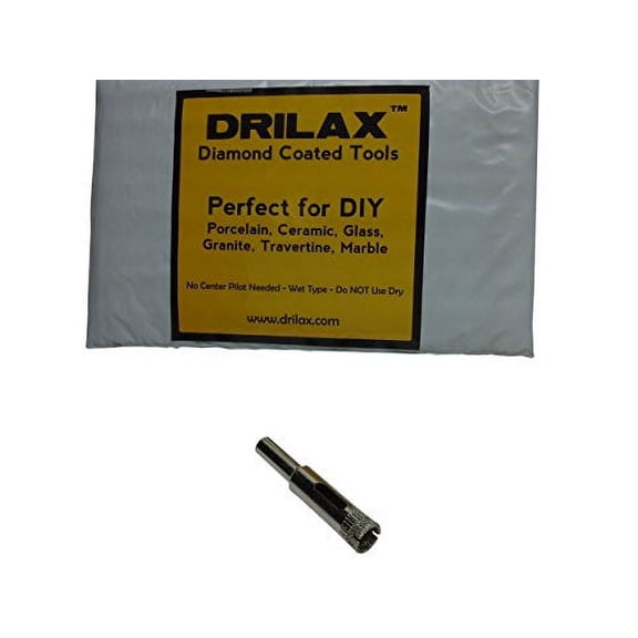 Drilax Diamond Coated Drill Bit Hole Saw Size 3/8 inch in Inch Glass, Marble, Granite, Ceramic Porcelain Tiles, Bottles, Fish Tanks, Stones, Rocks, Gems DIY Kitchen, Bathroom Renovation Drilling