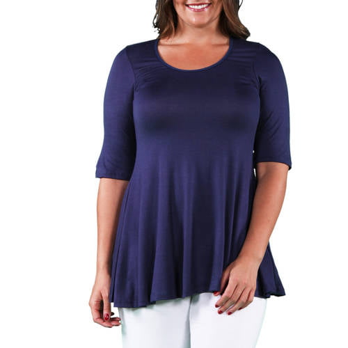 24/7 Comfort Apparel - Women's Plus Size Elbow Sleeve Tunic - Walmart ...
