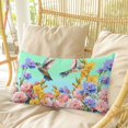 thumbnail image 4 of Teal Green Hummingbirds Pillow Covers, Linen Long Throw Pillow Case, Spring Watercolor Flowers Plant Holiday Pillow Protector Decorative Cushion Cover for Living Room/Bedroom 12" x 20", 4 of 8