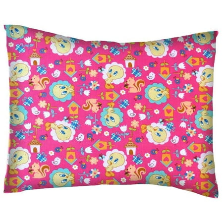 SheetWorld Twin Pillow Case - Percale Pillow Case - Tweety Bird Hot Pink