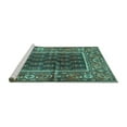 thumbnail image 2 of Ahgly Company Machine Washable Indoor Square Persian Turquoise Blue Traditional Area Rugs, 4' Square, 2 of 4