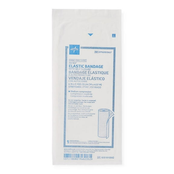 Medline Sterile Matrix Wrap Elastic Bandages with Self-Closure, 6" x 5 yd., Ideal for Wound Care, Single Pack