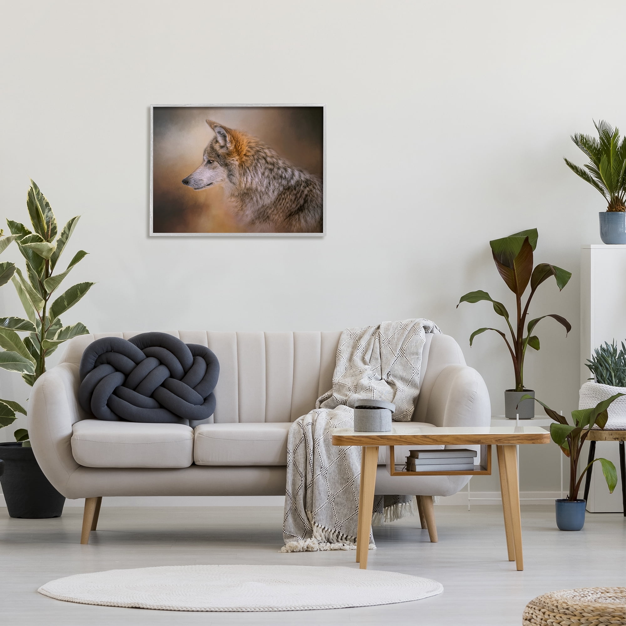 Stupell Wildlife Wolf Portrait Photography Animals & Insects Photography Gray Framed Art Print Wall Art
