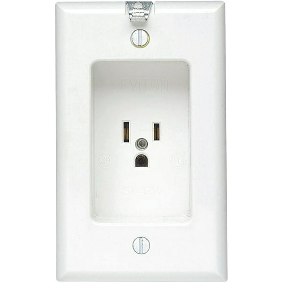 Leviton White Clock Hanger Outlet Receptacle 15A NEMA 5-15R 5-15 688-W-103