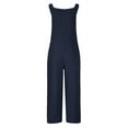 thumbnail image 5 of Maean Women's Cotton Linen Jumpsuits Casual Scoop Neck Wide Leg Rompers Summer Trendy Long Pants with Pockets, 5 of 7