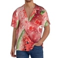 thumbnail image 1 of Fotbe Refreshing Watermelon Slices Camisa Estampada de Manga Corta para Hombre, Casual de Verano, Estilo Playero, Sin Arrugas-Small, 1 of 5