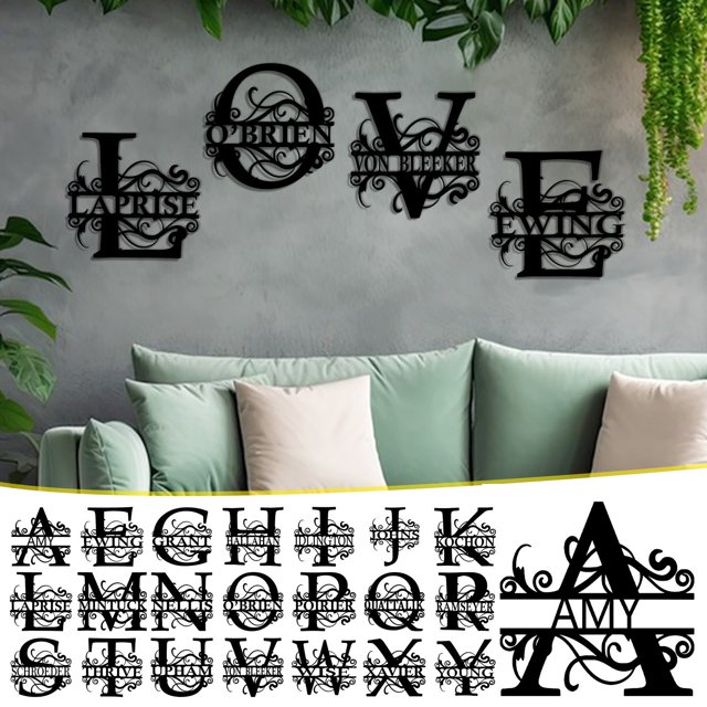 Black Iron Wall Decor Letters - Custom Family Name Sign for Indoor & Outdoor Home Decor