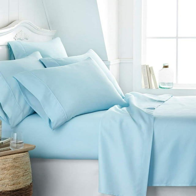 Linen Market Ensemble de Draps 6 Pcs, Aqua, Lit Simple