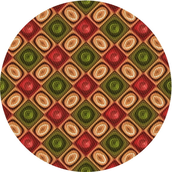 Ahgly Company Machine Washable Indoor Round Transitional Tomato Red Area Rugs, 3' Round