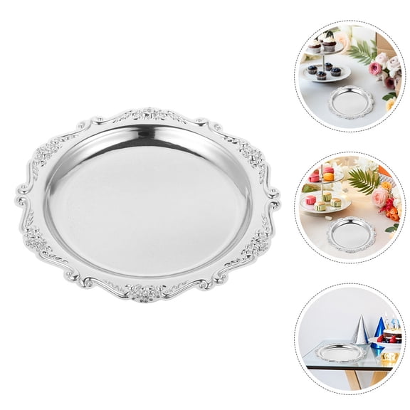 CHICHUMID Desserts Tray Plate Elegant Serving Tray Silver 1Pcs