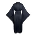 thumbnail image 5 of PMVFHDE Women's Lightweight Long Sleeve Kimono Robe with Lace Trim, Flowy Flowy Sleeve Cover Up, Summer Bathrobe, Plus Size Long Sleepwear Robe Black,M, 5 of 9
