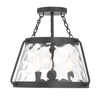 Matte Black Three Light Semi-Flush Mount from the Crawford Collection