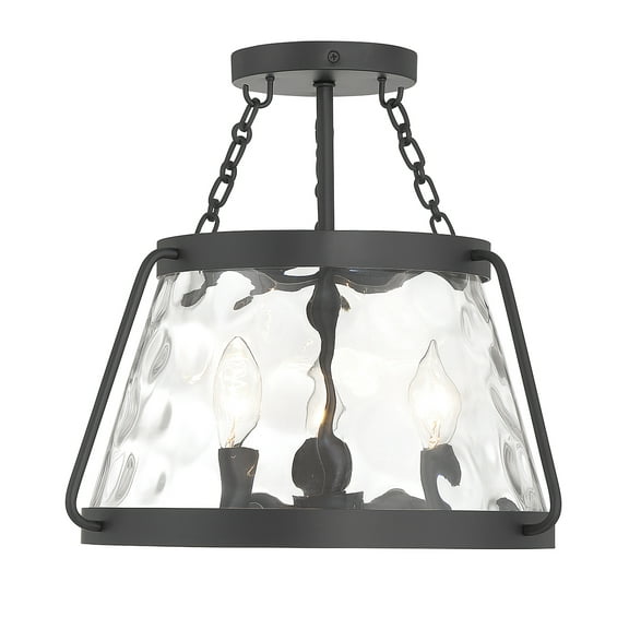 Matte Black Three Light Semi-Flush Mount from the Crawford Collection