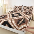 thumbnail image 3 of jejeloiu Rustic Farmhouse Cabin Twin Sheet Sets,Aztec Boho Geometric Twin Fitted Sheet,Brown Rhombus Triangle Flat Sheet For Girls Boys,Luxury Bedroom Decor,3-Piece, 3 of 7