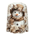 thumbnail image 5 of Fiaer Christmas Women Long Sleeve T Shirts Oversized Snowflake Snowman Crew Neck Xmas Tshirts Loose Fit Casual Fashion Holiday Tops Khaki XXL, 5 of 5