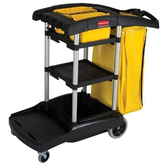 Black High Capacity Cleaning Cart - Black