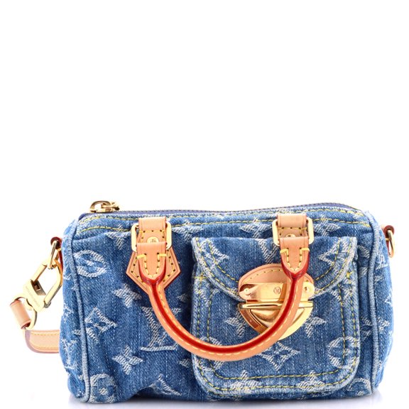 Pre-Owned Speedy Bandouliere NM Bag Monogram Denim Nano By Rebag