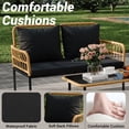 thumbnail image 5 of 4 Pieces Patio Furniture Sets Wicker Outdoor Patio Table and Chairs Set with Glass Side Table,Loveseat Chairs,Boho Rattan Conversation Sets,Outdoor Wicker Patio Bistro Set for Bistro,Apartment, 5 of 6