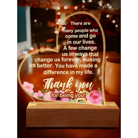 Years of Marriage Gift Wedding Anniversary Acrylic Heart Shape Night Light with Wood Base – USB Night Lamp – Marriage Keepsake Decoration Gift for Couple Parent Women Mom Husband Wife (5th)
